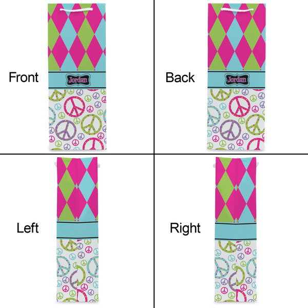 Harlequin & Peace Signs Wine Gift Bag - Matte - Approval