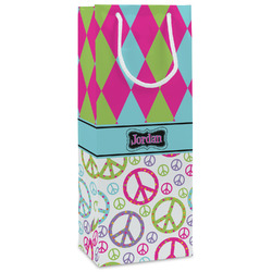 Harlequin & Peace Signs Wine Gift Bags - Matte (Personalized)