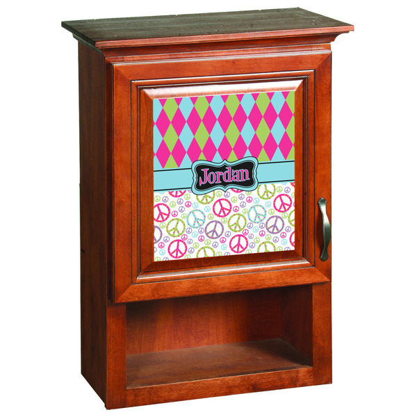 Harlequin & Peace Signs Wooden Cabinet Decal (Medium)