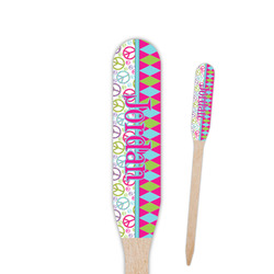 Harlequin & Peace Signs Paddle Wooden Food Picks - Double Sided (Personalized)