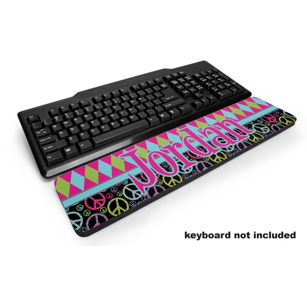Custom Harlequin & Peace Signs Keyboard Wrist Rest (Personalized)