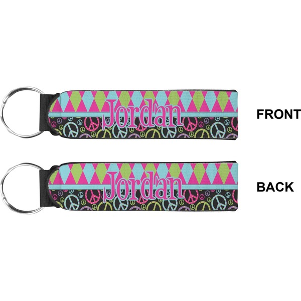 Harlequin & Peace Signs Wristlet (Front + Back)