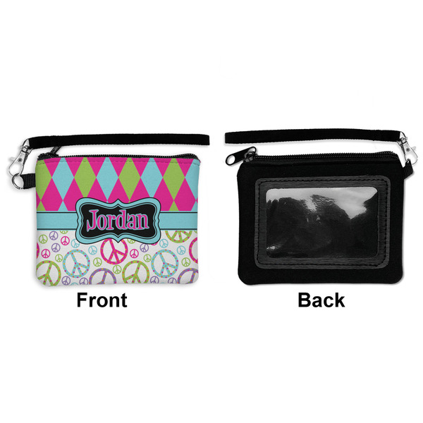 Harlequin & Peace Signs Wristlet ID Cases - Front & Back