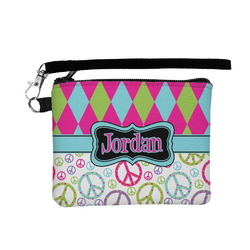 Harlequin & Peace Signs Wristlet ID Case w/ Name or Text