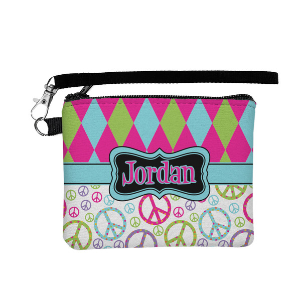 Custom Harlequin & Peace Signs Wristlet ID Case w/ Name or Text