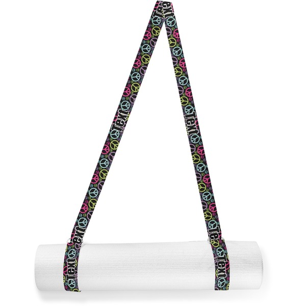 Custom Harlequin & Peace Signs Yoga Mat Strap (Personalized)