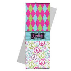 Harlequin & Peace Signs Yoga Mat Towel (Personalized)