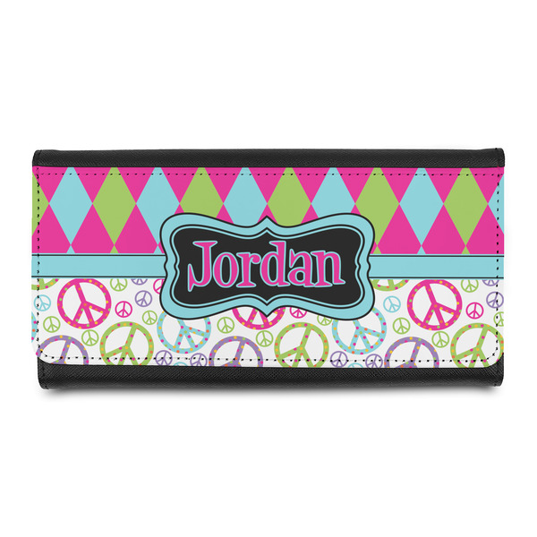 Custom Harlequin & Peace Signs Leatherette Ladies Wallet (Personalized)