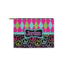 Harlequin & Peace Signs Zipper Pouch - Small - 8.5"x6" (Personalized)