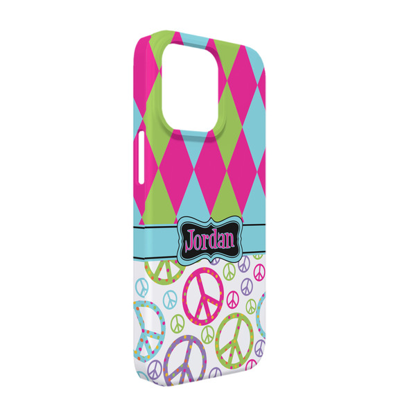 Custom Harlequin & Peace Signs iPhone Case - Plastic - iPhone 13 (Personalized)