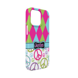 Harlequin & Peace Signs iPhone Case - Plastic - iPhone 13 Mini (Personalized)