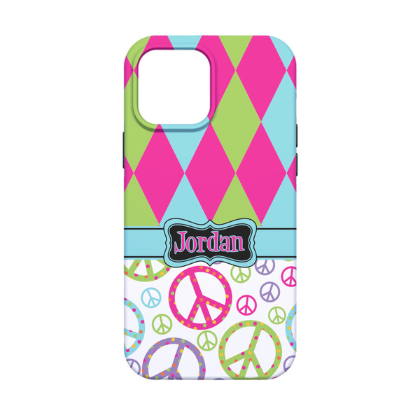 Harlequin & Peace Signs iPhone 13 Mini Tough Case - Back