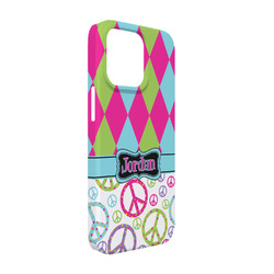 Harlequin & Peace Signs iPhone Case - Plastic - iPhone 13 Pro (Personalized)