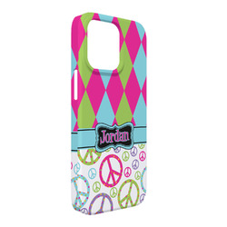 Harlequin & Peace Signs iPhone Case - Plastic - iPhone 13 Pro Max (Personalized)