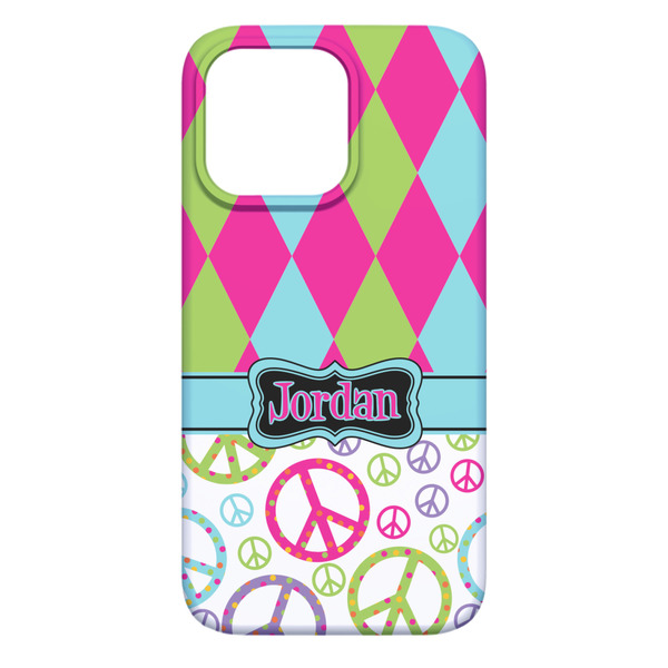 Harlequin & Peace Signs iPhone 13 Pro Max Case - Back