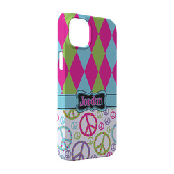 Harlequin & Peace Signs iPhone Case - Plastic - iPhone 14 (Personalized)