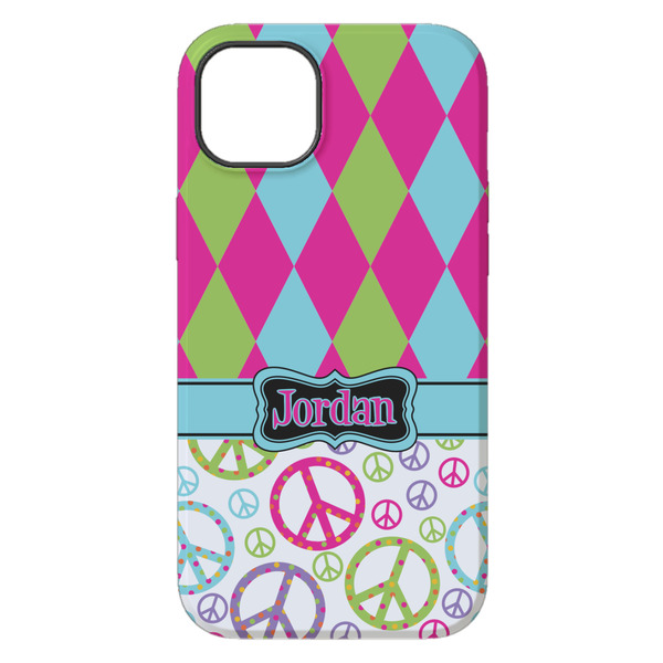 Harlequin & Peace Signs iPhone 14 Pro Max Tough Case - Back