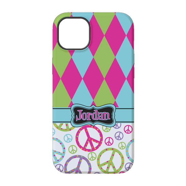 Harlequin & Peace Signs iPhone 14 Pro Tough Case - Back