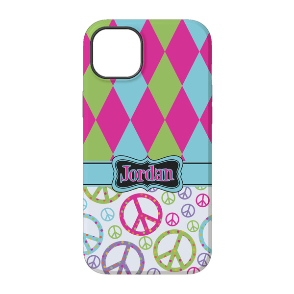 Harlequin & Peace Signs iPhone 14 Tough Case - Back
