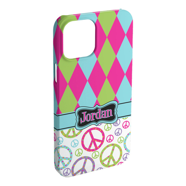 Custom Harlequin & Peace Signs iPhone Case - Plastic (Personalized)