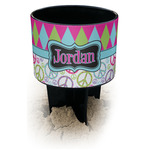 Harlequin & Peace Signs Black Beach Spiker Drink Holder (Personalized)