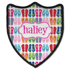 FlipFlop Iron On Shield Patch B w/ Name or Text