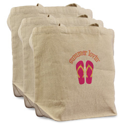 FlipFlop Reusable Cotton Grocery Bags - Set of 3 (Personalized)