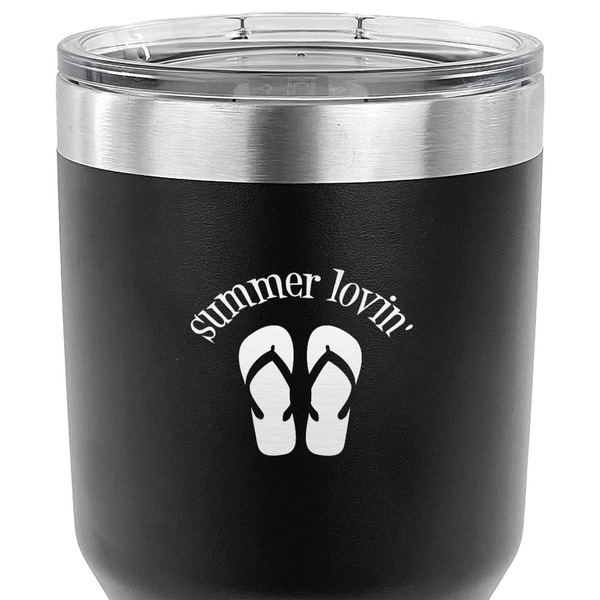 FlipFlop 30 oz Stainless Steel Ringneck Tumbler - Black - CLOSE UP