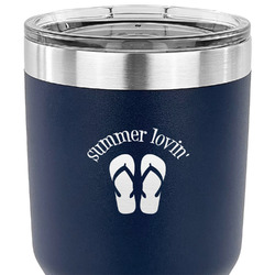 FlipFlop 30 oz Stainless Steel Tumbler - Navy - Single Sided (Personalized)