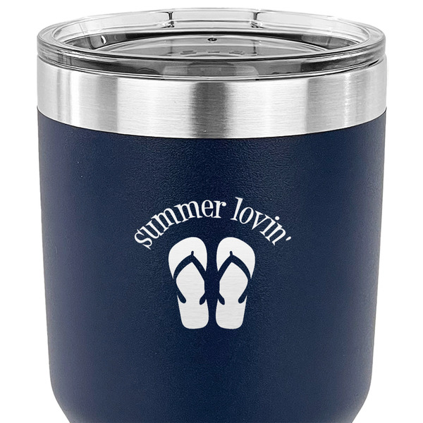FlipFlop 30 oz Stainless Steel Ringneck Tumbler - Navy - CLOSE UP