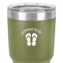 FlipFlop 30 oz Stainless Steel Tumbler - Olive - Double-Sided (Personalized)