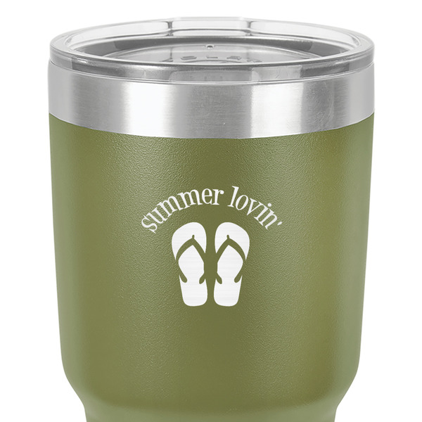 FlipFlop 30 oz Stainless Steel Ringneck Tumbler - Olive - Close Up