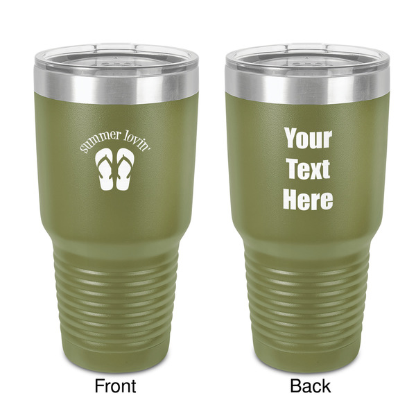 Custom FlipFlop 30 oz Stainless Steel Tumbler - Olive - Double-Sided (Personalized)