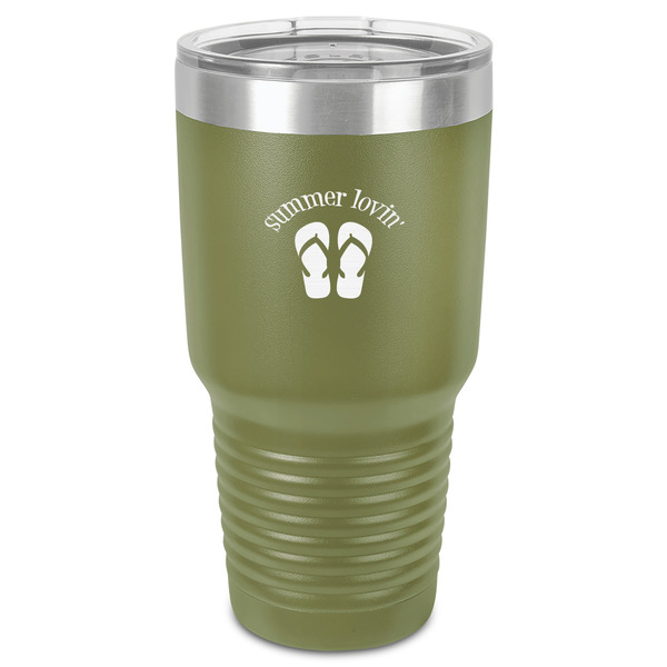 FlipFlop 30 oz Stainless Steel Ringneck Tumbler - Olive - Front