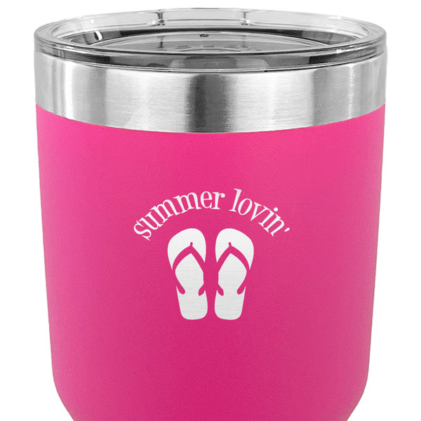 FlipFlop 30 oz Stainless Steel Ringneck Tumbler - Pink - CLOSE UP