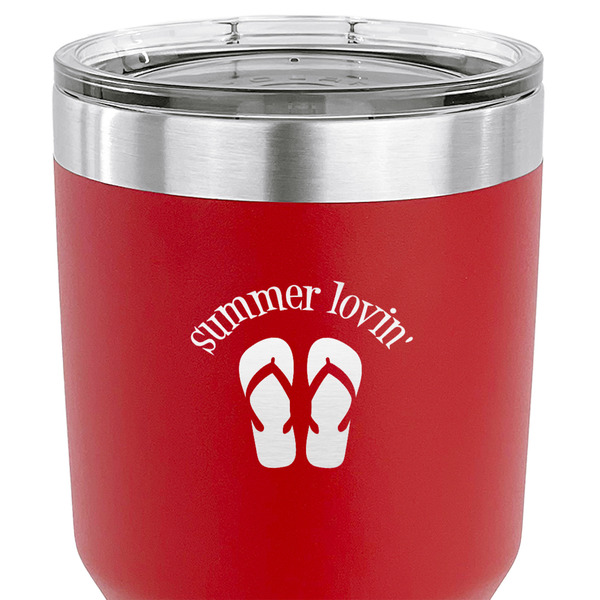 FlipFlop 30 oz Stainless Steel Ringneck Tumbler - Red - CLOSE UP