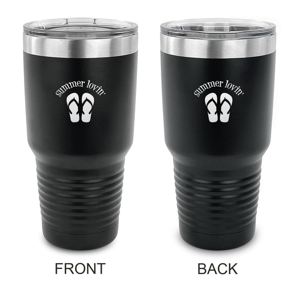 Custom FlipFlop 30 oz Stainless Steel Tumbler - Black - Double Sided (Personalized)
