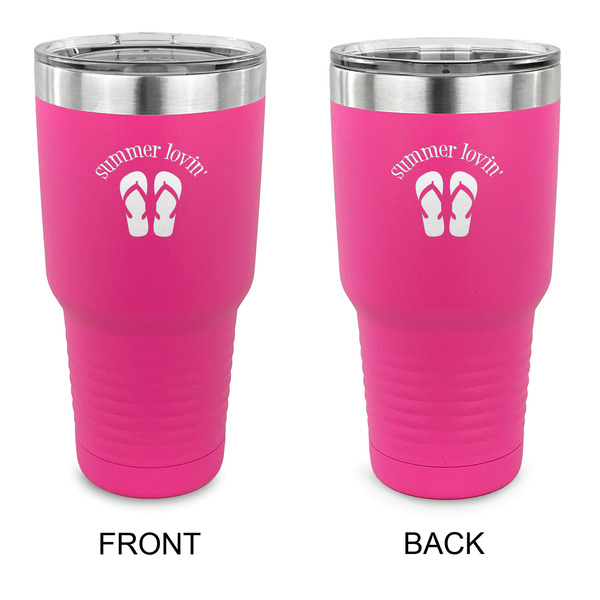 Custom FlipFlop 30 oz Stainless Steel Tumbler - Pink - Double Sided (Personalized)