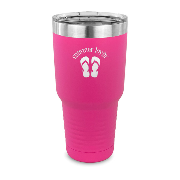 Custom FlipFlop 30 oz Stainless Steel Tumbler - Pink - Single Sided (Personalized)
