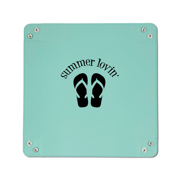 FlipFlop 6" x 6" Teal Leatherette Snap Up Tray - APPROVAL