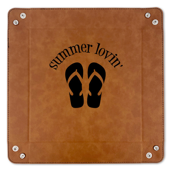 FlipFlop 9" x 9" Leatherette Snap Up Tray - APPROVAL (FLAT)