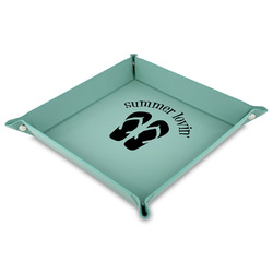 FlipFlop 9" x 9" Teal Faux Leather Valet Tray (Personalized)