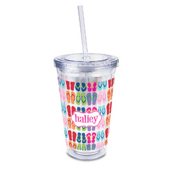 FlipFlop 16oz Double Wall Acrylic Tumbler with Lid & Straw - Full Print (Personalized)