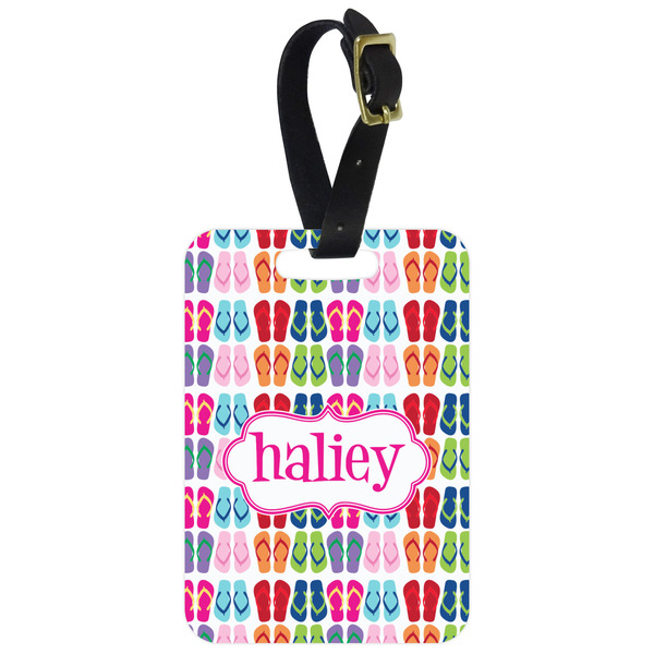 Custom FlipFlop Metal Luggage Tag w/ Name or Text