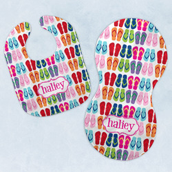 FlipFlop Baby Bib & Burp Set w/ Name or Text