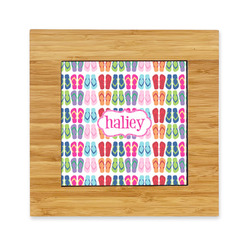 FlipFlop Bamboo Trivet with Ceramic Tile Insert (Personalized)