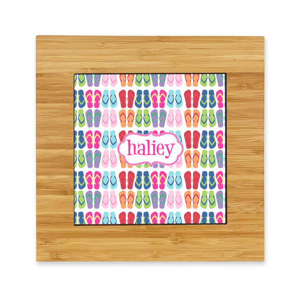 Custom FlipFlop Bamboo Trivet with Ceramic Tile Insert (Personalized)