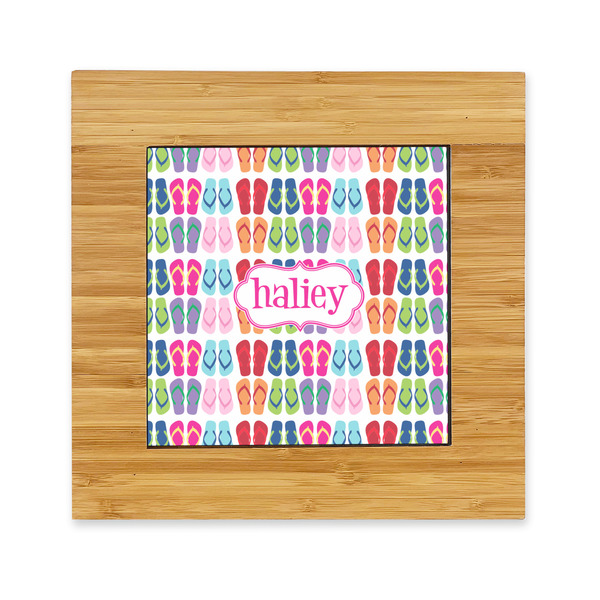 Custom FlipFlop Bamboo Trivet with Ceramic Tile Insert (Personalized)