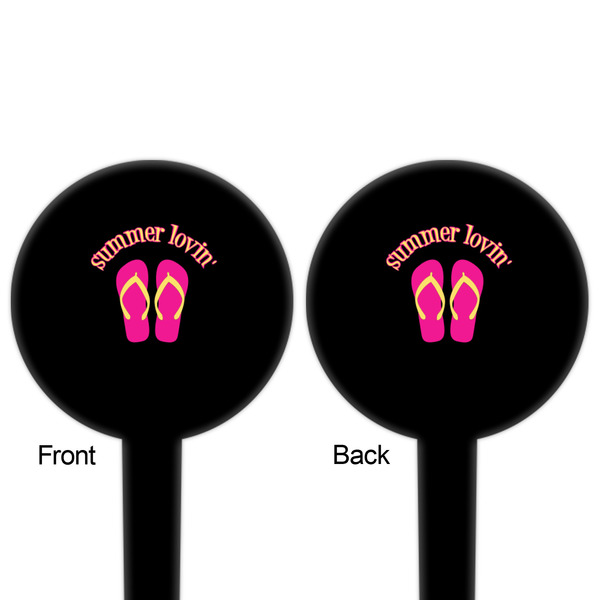 FlipFlop Black Plastic 4" Food Pick - Round - Double Sided - Front & Back