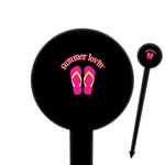 FlipFlop 6" Round Plastic Food Picks - Black - Single Sided (Personalized)